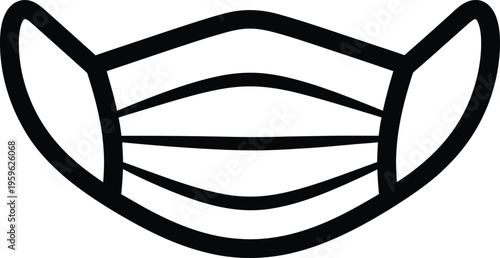 A black and white illustration of a face mask