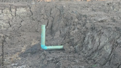 PVC pipes buried in the ground, irrigation systems, in gardens ,agriculture