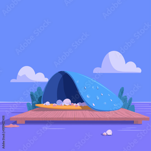 Blue Neoprene Surfboard Cover on Deck