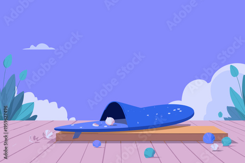 Blue Neoprene Surfboard Cover on Deck