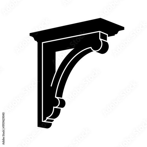 Elegant Black Corbel Silhouette with Ornate Architectural Design.