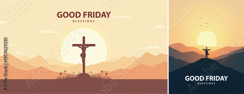 Elegant Good friday with cross background, Good friday holy week background for banner and social meida template