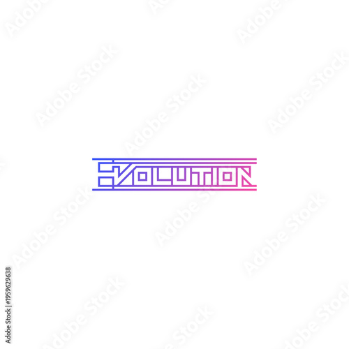Evolution line text, typographic logo.