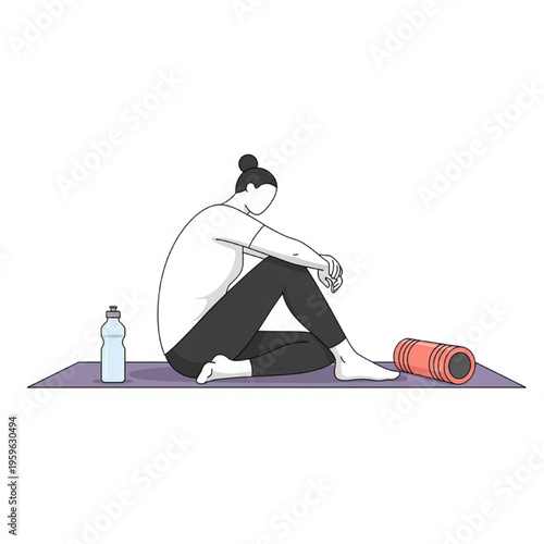 Post-Workout Relaxation Yoga Mat Fitness Recovery Calm Vector Illustration