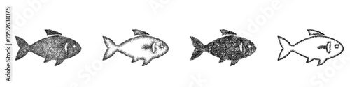 Sketch fish icon design set