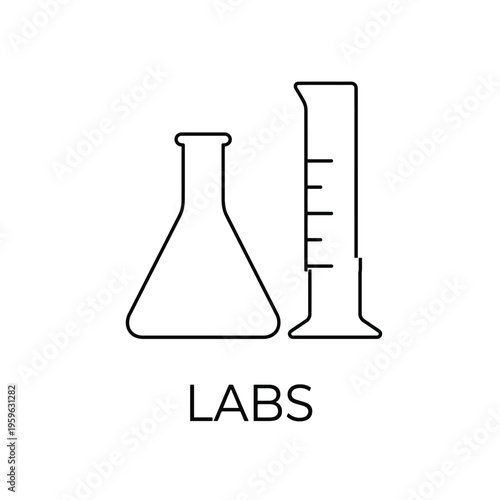 Laboratory equipment icon with beaker and measuring cylinder science lab tools chemistry research symbol