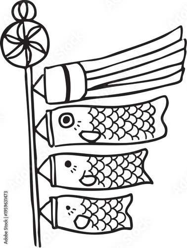 こいのぼり_線画