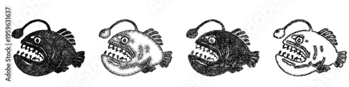 Sketch anglerfish icon design set