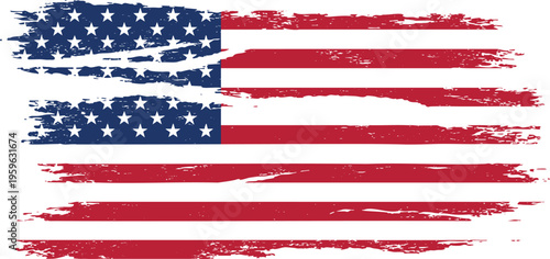 American flag with distressed brushstroke effect