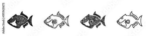 Sketch triggerfish icon design set