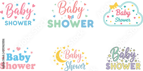 Baby shower stickers and labels set