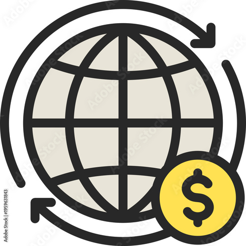 International Transfer Filled Line Icon