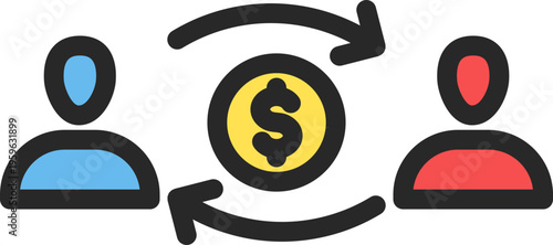 Peer to Peer Payment Filled Line Icon