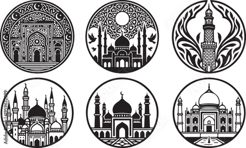 Collection of islamic architectural landmarks, showcasing culture and heritage, middle eastern
