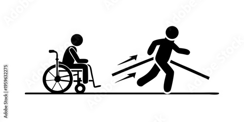 Disabled person transitioning from wheelchair to running with determination