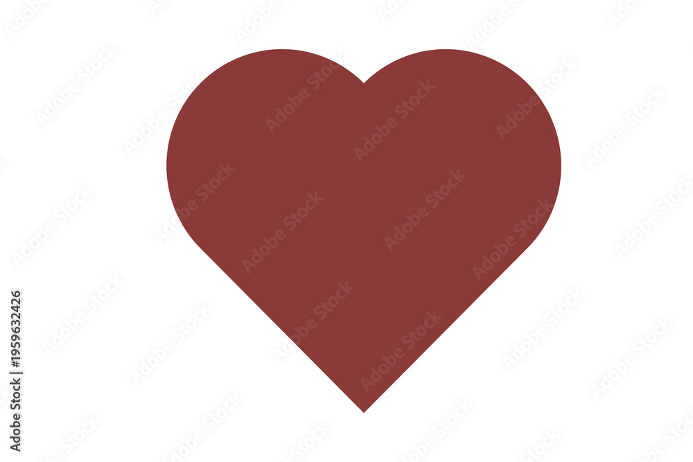 Fototapeta premium hardIndianRed4 color heart on white background. Representation of love.
