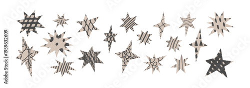 Vintage collage with quirky doodle cutouts, retro comic icons, handdrawn journal elements. Textured vector illustration.