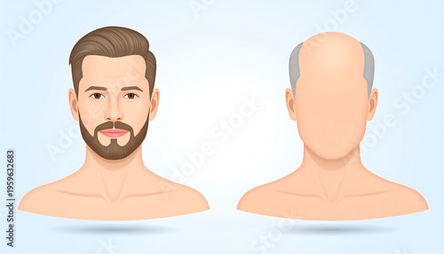 Comparison of a Man with Beard and a Bald Man.