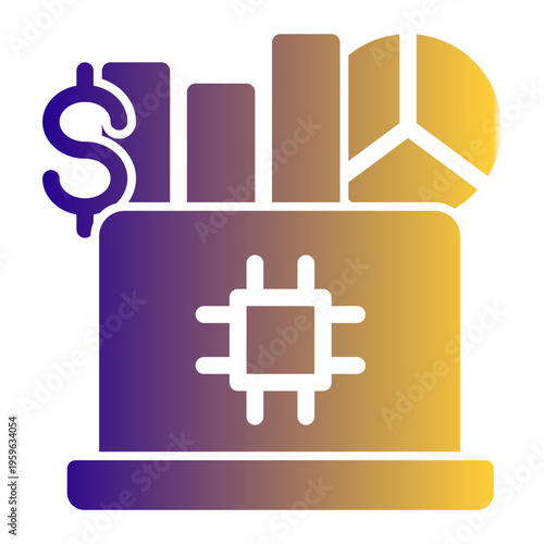 Digital Analytics Strategy icon from the Digital Business icon collection (Glyph Gradient Style)