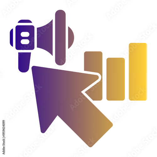 Online Advertising Internet Strategy icon from the Digital Business icon collection (Glyph Gradient Style)