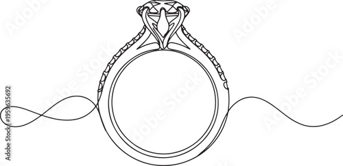 Diamond engagement ring line art with an infinity symbol isolated