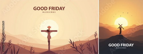 Elegant Good friday with cross background, Good friday holy week background for banner and social meida template