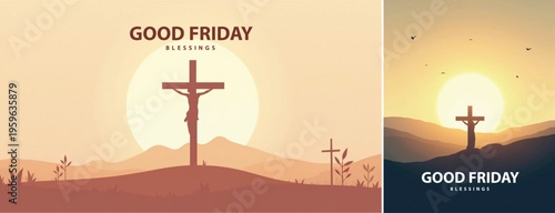 Elegant Good friday with cross background, Good friday holy week background for banner and social meida template