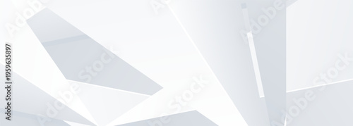 White and grey 3d modern abstract background with polygonal texture. Soft gray wide abstract banner. Vector illustration