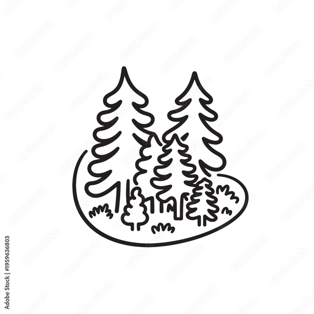 Obraz premium Minimalist halftone pattern featuring stylized evergreen tree silhouettes on a clean white backdrop Vector