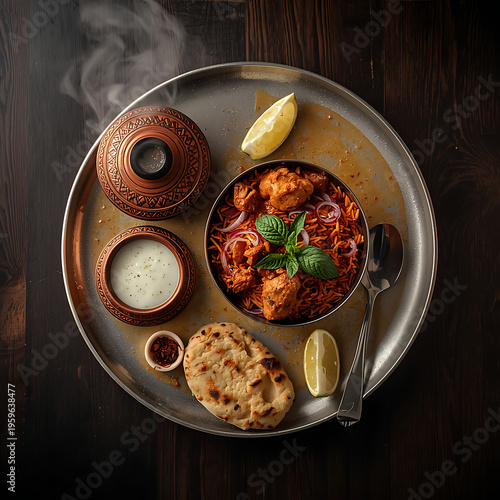 Authentic Indian Chicken Biryani Meal Platter