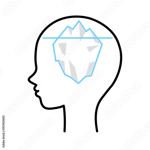 潜在意識と顕在意識の氷山　頭の中の思考イメージアイコン