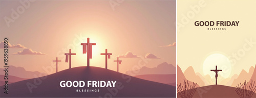 Elegant Good friday with cross background, Good friday holy week background for banner and social meida template