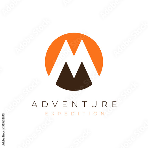 Mountain expedition modern logo design vector