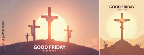 Elegant Good friday with cross background, Good friday holy week background for banner and social meida template