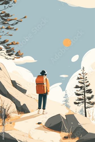 Sunlit Hiker with Insulated Cooler Backpack