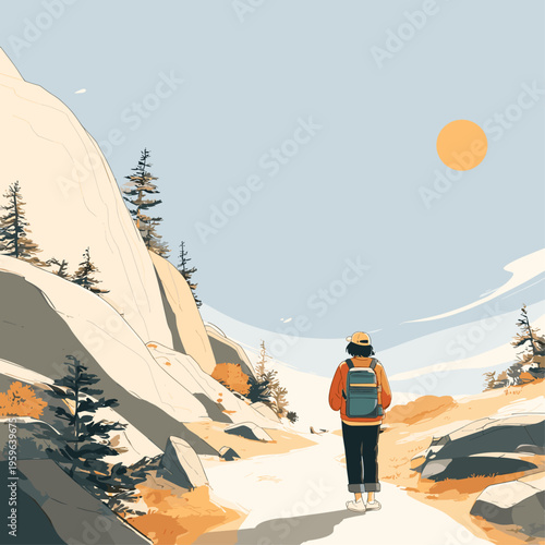 Sunlit Hiker with Insulated Cooler Backpack