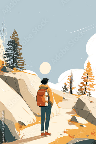 Sunlit Hiker with Insulated Cooler Backpack
