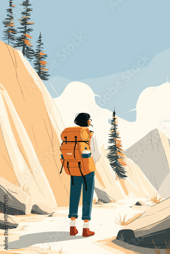 Sunlit Hiker with Insulated Cooler Backpack
