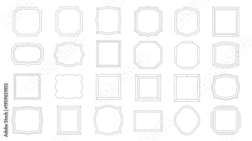 Hand drawn frames collection decorative,hand drawn sketchy picture frames in various shapes and styles on white background