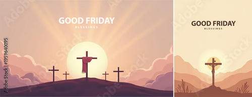 Elegant Good friday with cross background, Good friday holy week background for banner and social meida template