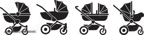 Baby Strollers in Various Designs and Configurations Shown Here