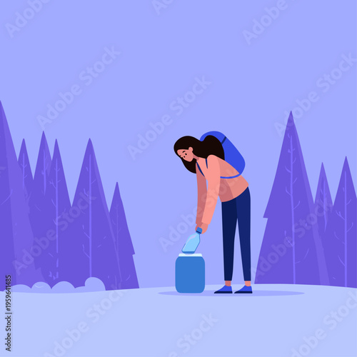 Woman Hiking with Cooler Backpack