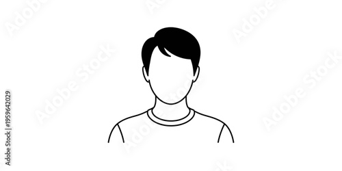 A minimalist vector graphic illustration of a man's head and shoulders on transparent background