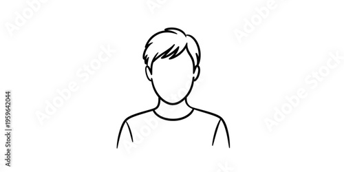 A minimalist vector graphic illustration of a man's head and shoulders on transparent background