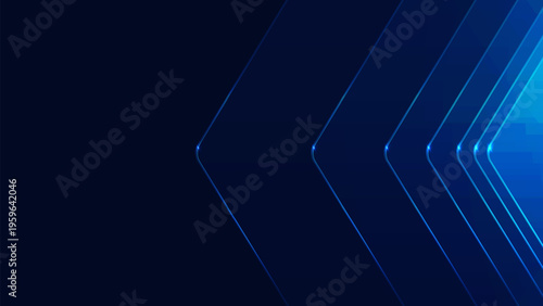 Abstract blue arrow background. Minimal digital lines. Geometric shapes move forward. Modern technology design for business, finance, investment growth and corporate presentations. Fast motion concept