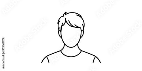 A minimalist line art illustration of a man's head and shoulders on transparent background