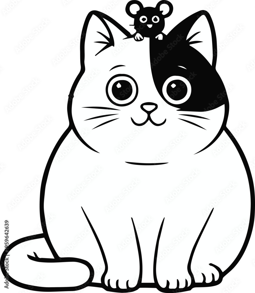 Fototapeta premium cat mouse vector illustration cartoon character with spots