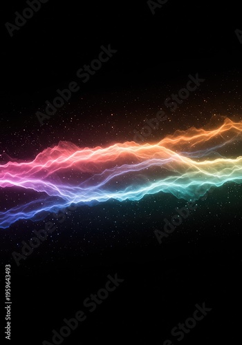 Vibrant cosmic abstract pattern showing ethereal energy waves moving across a dark, profound background, suggesting deep emotional connection, backdrop, dark, pattern
