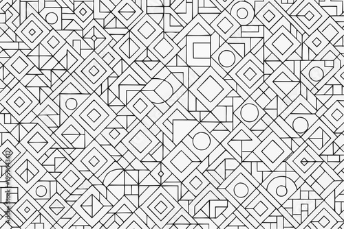 A challenging coloring page for children - a geometric pattern design with interlocking shapes