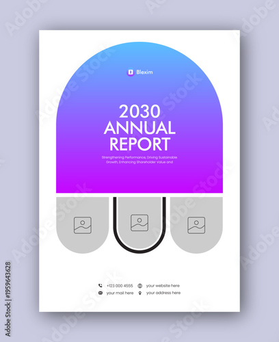 Brochure cover or annual report flyer design template for corporate business agency